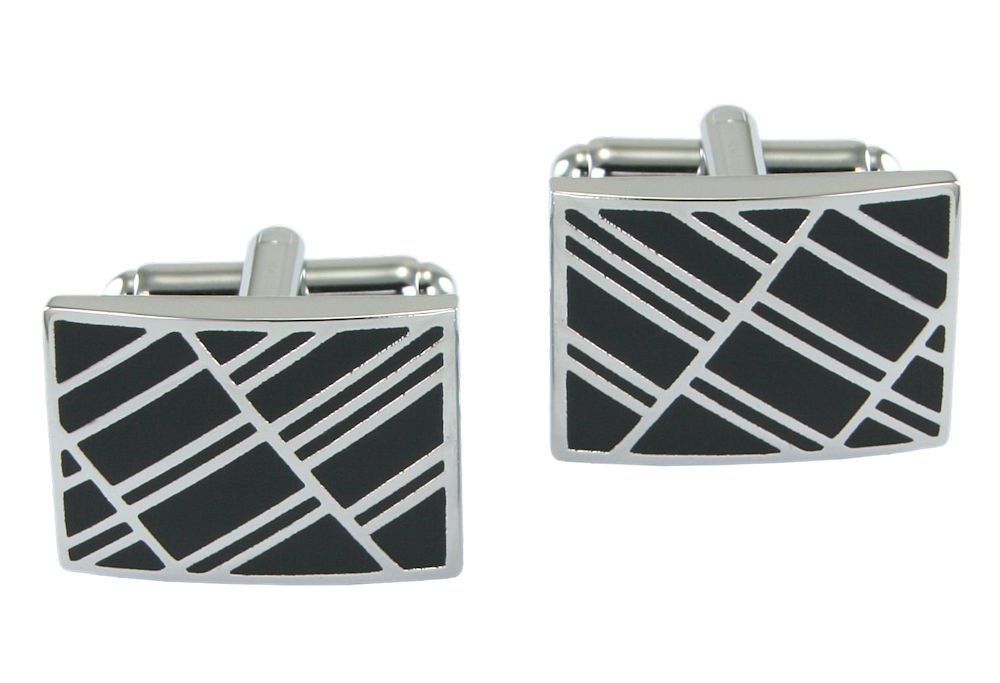 Męskie Spinki do Mankietów - Alties - Srebro i Czerń