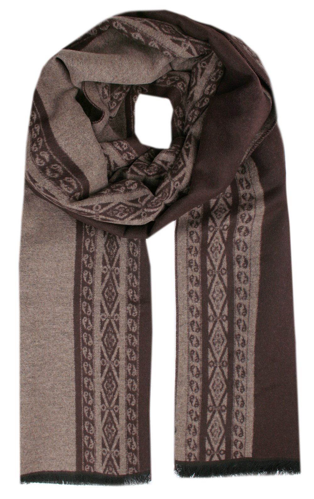 Męski Szalik z Wiskozy - Alties - Beż i Brąz