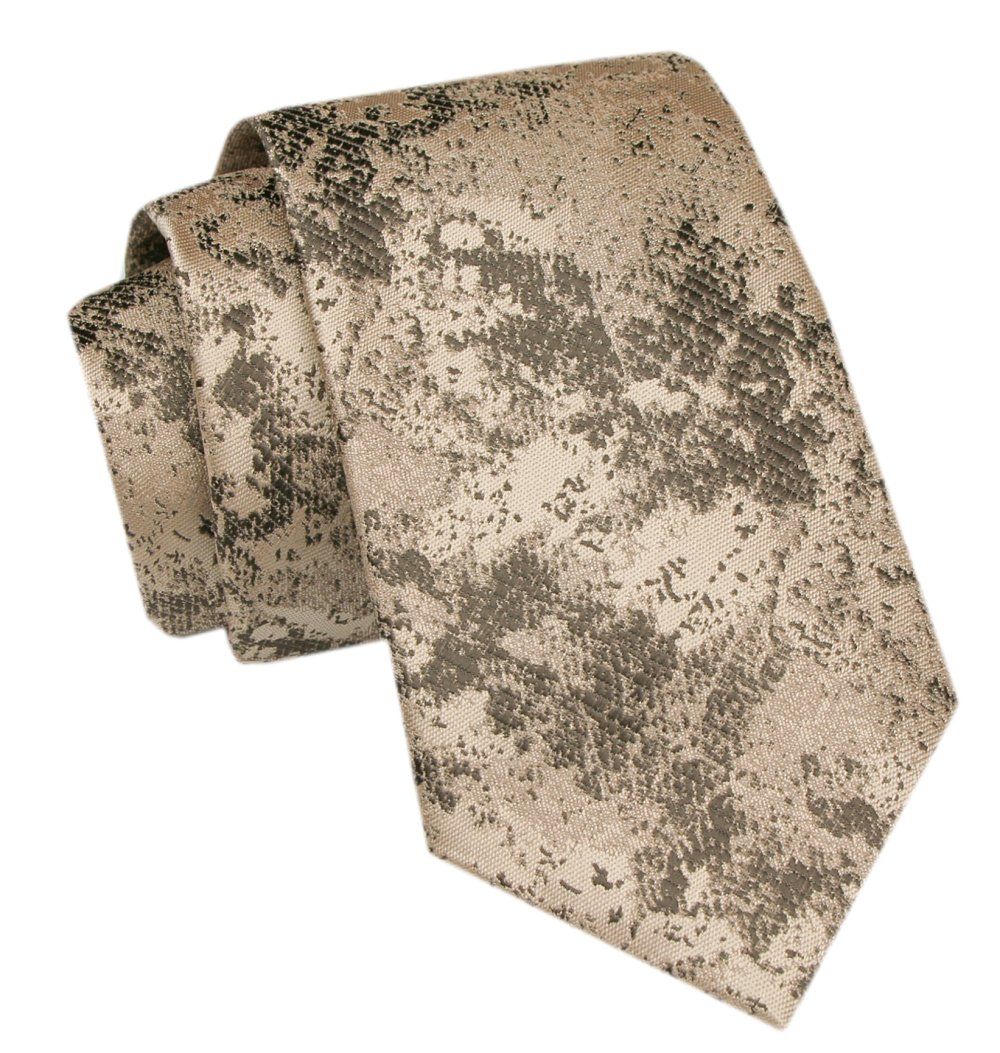 Modny Krawat Męski - Alties - Beżowy, Oryginalny Wzór