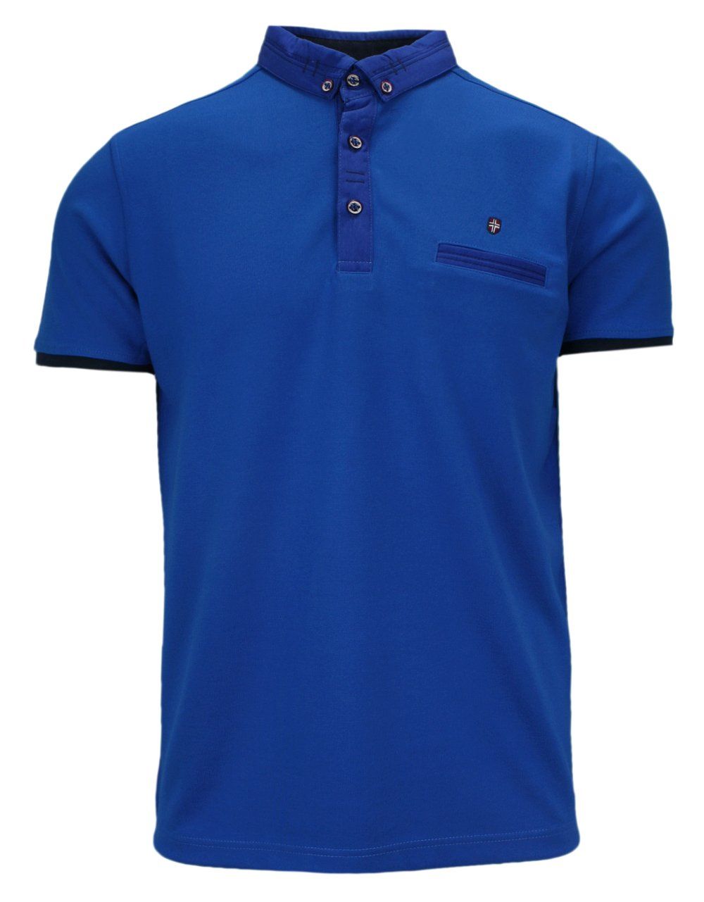 Koszulka POLO, Chabrowa Krótki Rękaw, Męska, bez Nadruku, Jednokolorowa