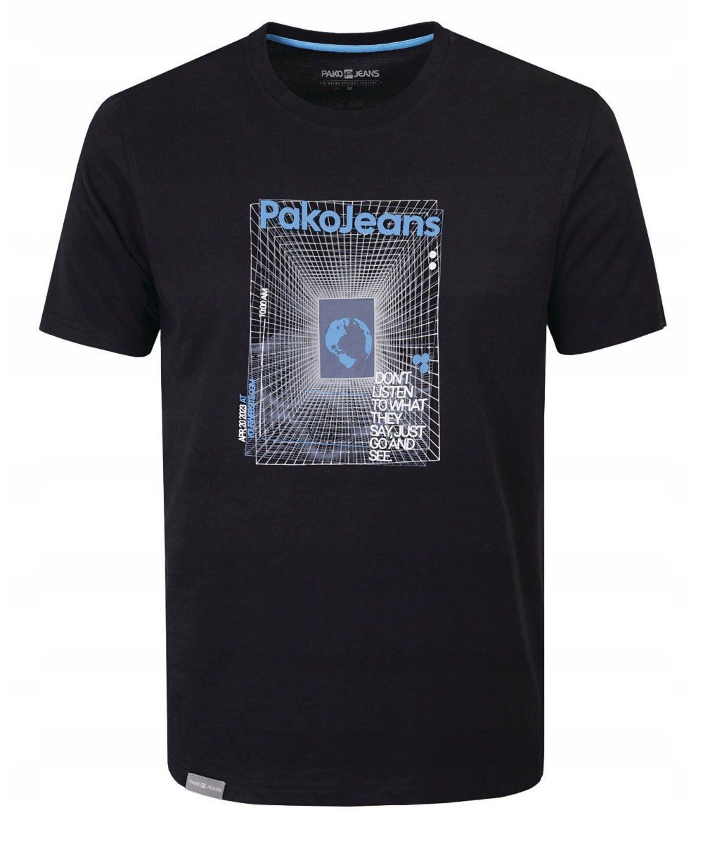 T-Shirt (Koszulka) Męska - Pako Jeans - Napis, Nadruk, Czarna