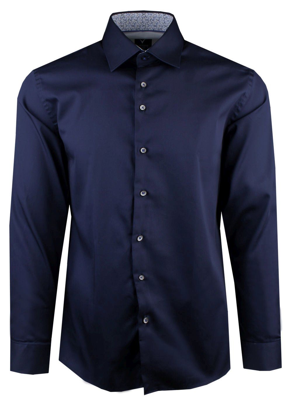 Elegancka, Męska Koszula, Taliowany Krój - Victorio - Granatowa