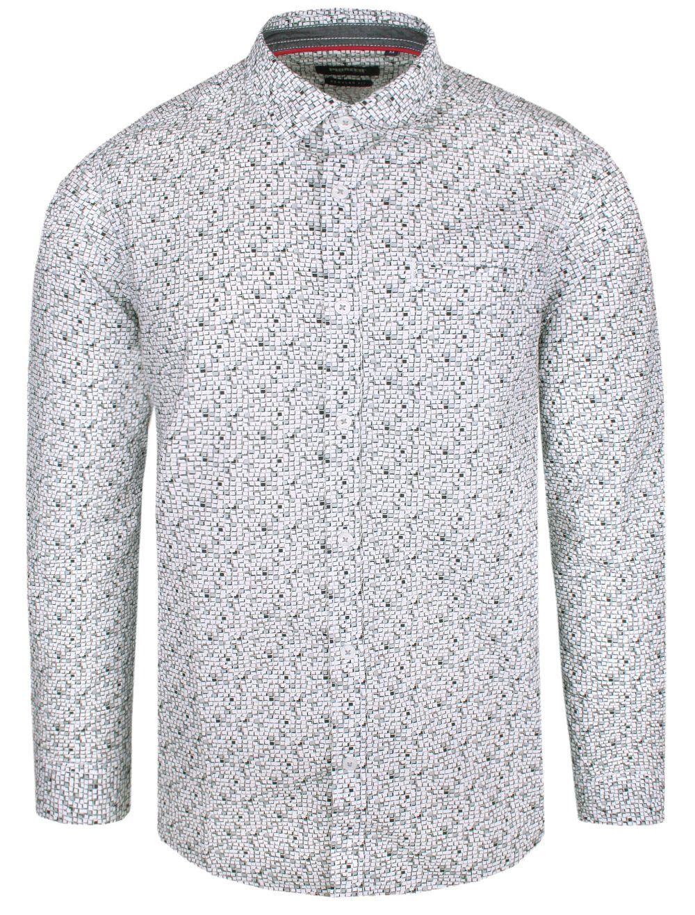 Koszula Weekendowa Pioneer - Biało-Czarna w Geometryczny Wzór