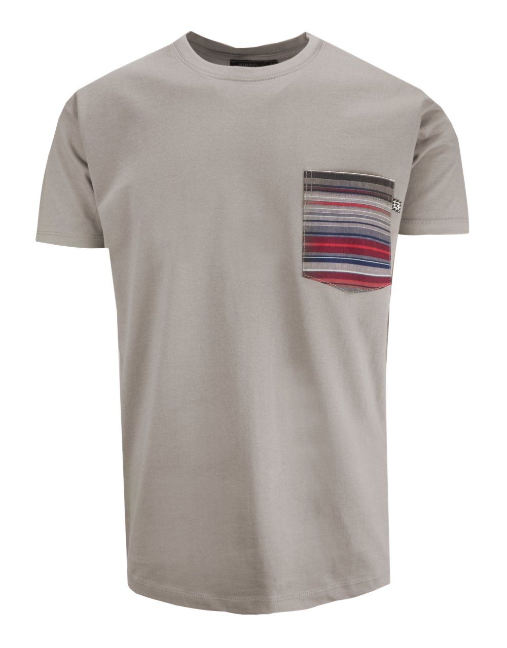 T-shirt Męski, Beżowy z Kieszonką, Krótki Rękaw, U-neck, 100% BAWEŁNA, Męski -KINGS