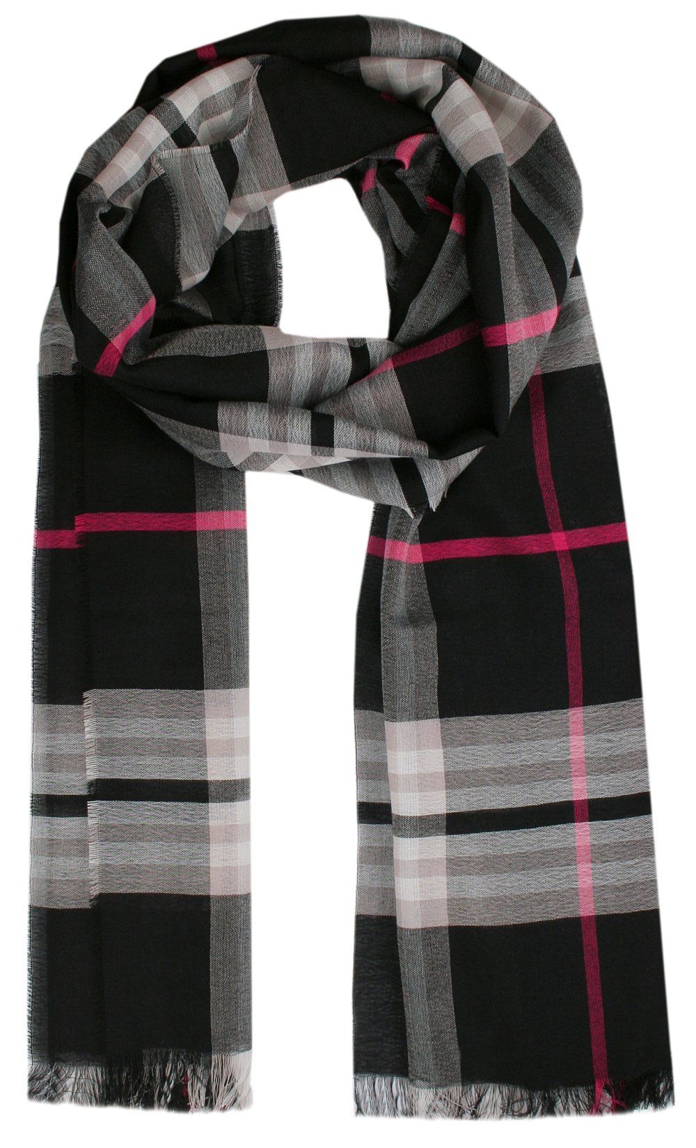 Lekki Przejściowy Szalik - V. Fraas - Czerń, Krata