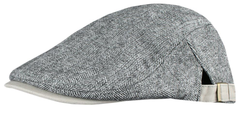 Delikatnie Ocieplony Kaszkiet Przejściowy - Alties - Jodełka - Jasny Popiel