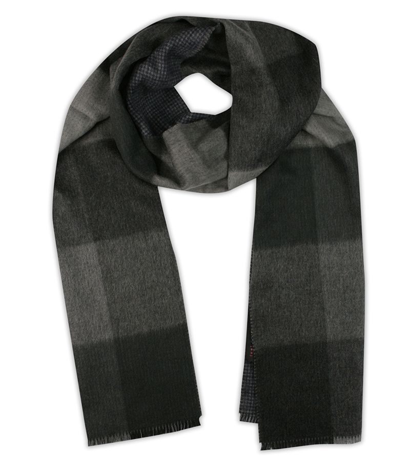 Szalik Popielaty Miękki, Szary w Kratkę, Firmy V.Fraas -Cashmink- Elegancki, Męski