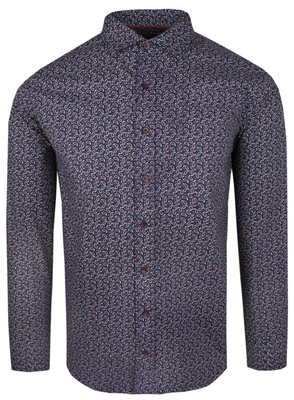 Granatowa Koszula Męska - Rigon - Krój Prosty - Wzór Paisley