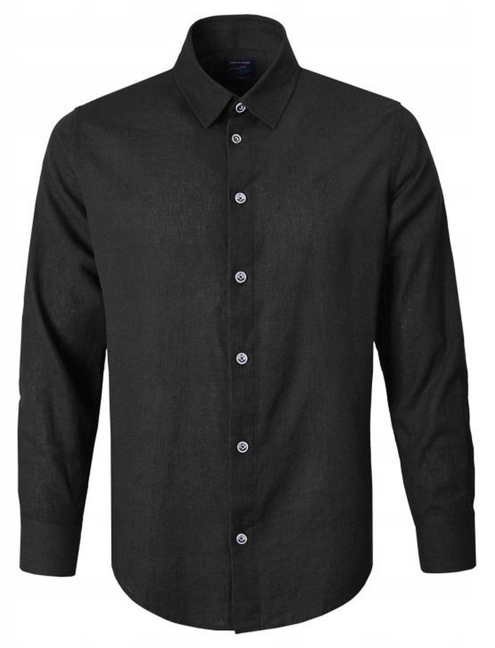 Koszula Weekendowa o Prostym Kroju - Pako Jeans - Len z Bawełmną, Czarna