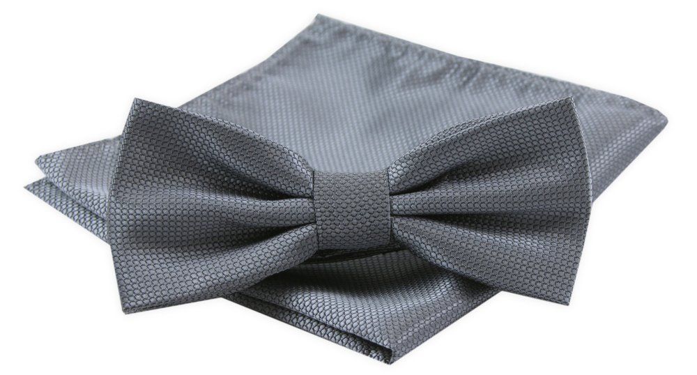 Mucha Męska z Poszetką w Zestawie - Alties - Stalowa