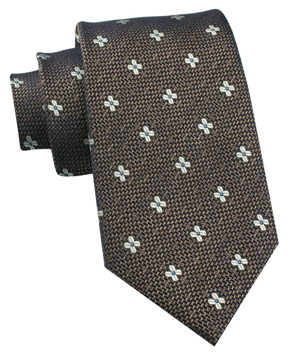 Krawat Męski - Chattier - Kolor Brązowy, Wzór w Grochy