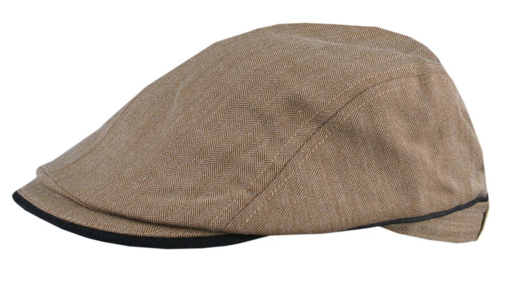 Lekki Kaszkiet Wiosenno-Letni - Alties - Jasny Brąz, Deseń w Jodełkę