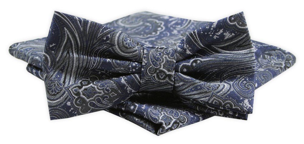 Mucha Męska Alties z Poszetką - Granat i Odcienie Szarości