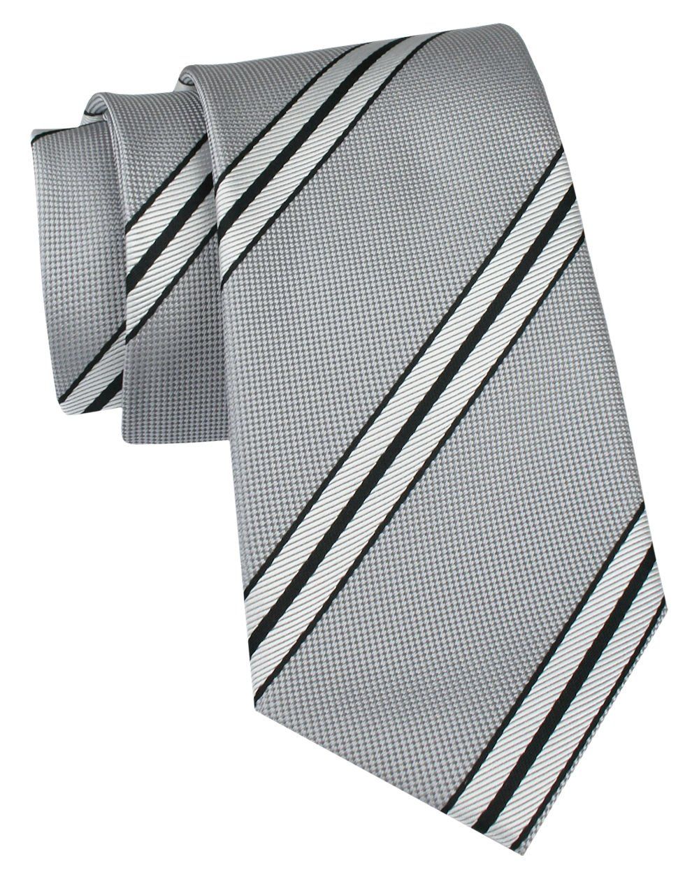 Klubowy, Klasyczny, Męski Krawat - ALTIES - Srebrny