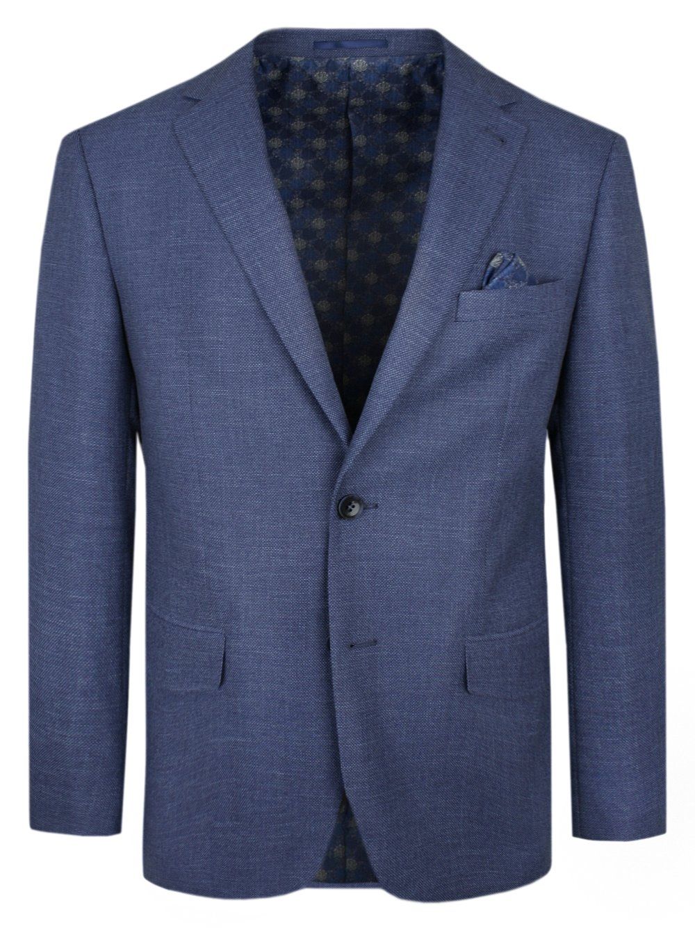 Taliowana Marynarka - Zapinana na Dwa Guziki - Victorio - Ciemnoniebieska