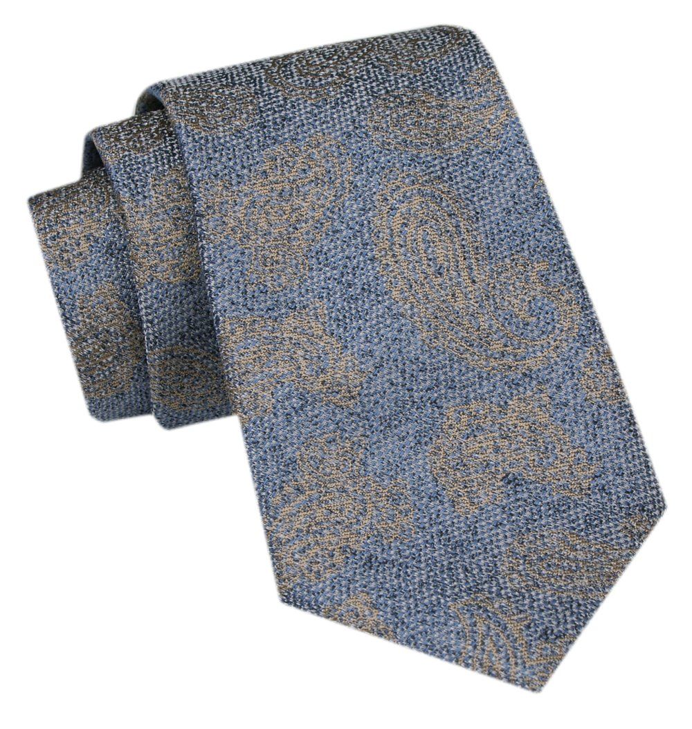 Modny Krawat Męski - Alties - Blady Niebieski i Beż, Melanżowa Struktura