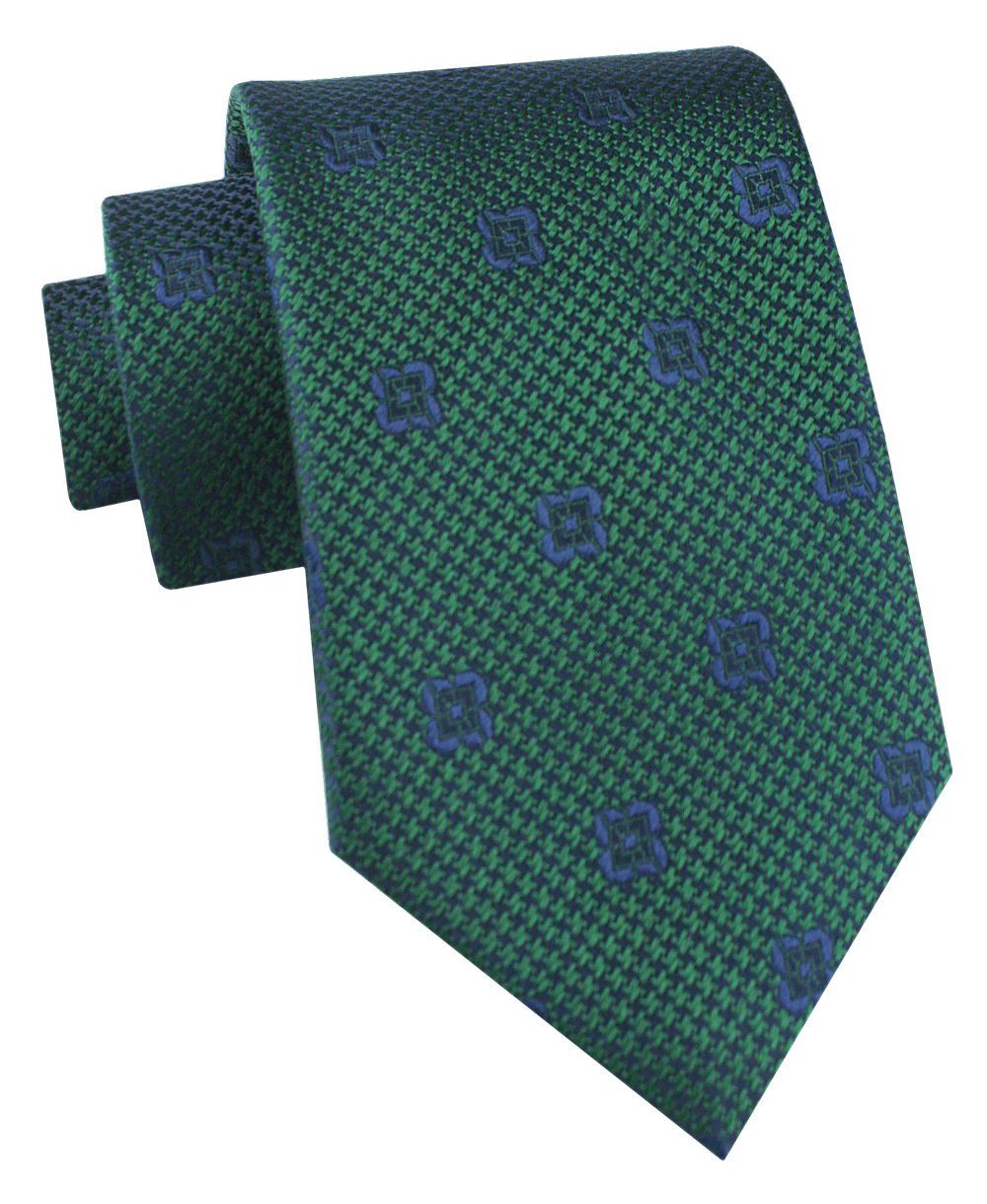 Jedwabny Krawat Męski - His Story - Zieleń, Grochy