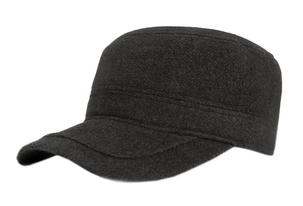 Czapka z Daszkiem Jesienno-Zimowa Męska, Grafitowa Patrolówka z Nausznikami -Pako Jeans