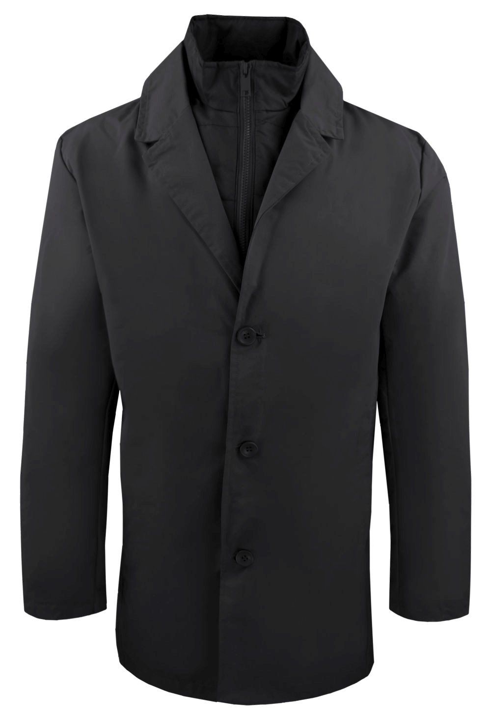 Krótki, Męski Płaszcz Przejściowy z Wysokim Kołnierzem - Brave Soul - Czarny