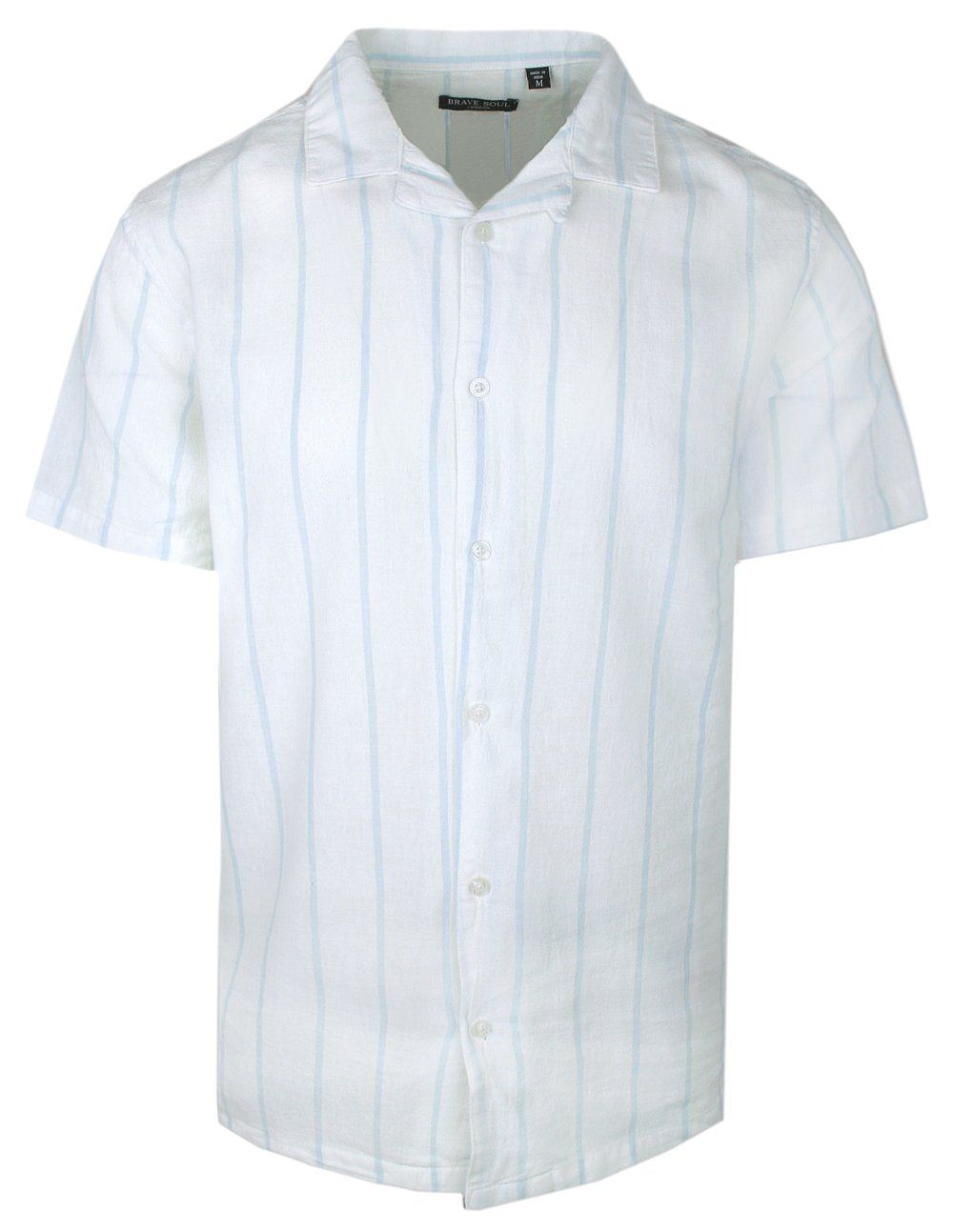 Koszula z Krótkim Rękawem - Bawełna i Len - Brave Soul - Biała