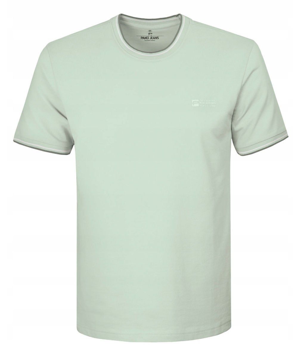 T-Shirt (Koszulka) Męska - Pako Jeans - Jednokolorowa w Miętowy Kolor