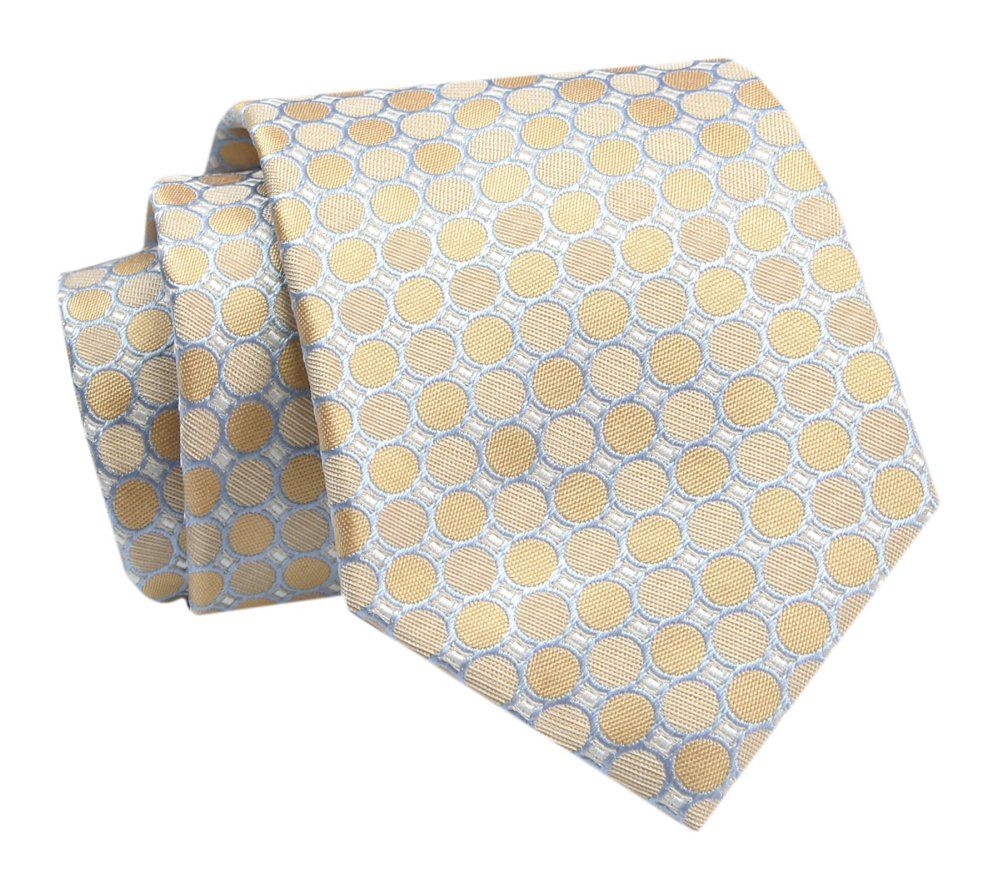 Krawat - ALTIES - Żółto-Złoty w Grochy