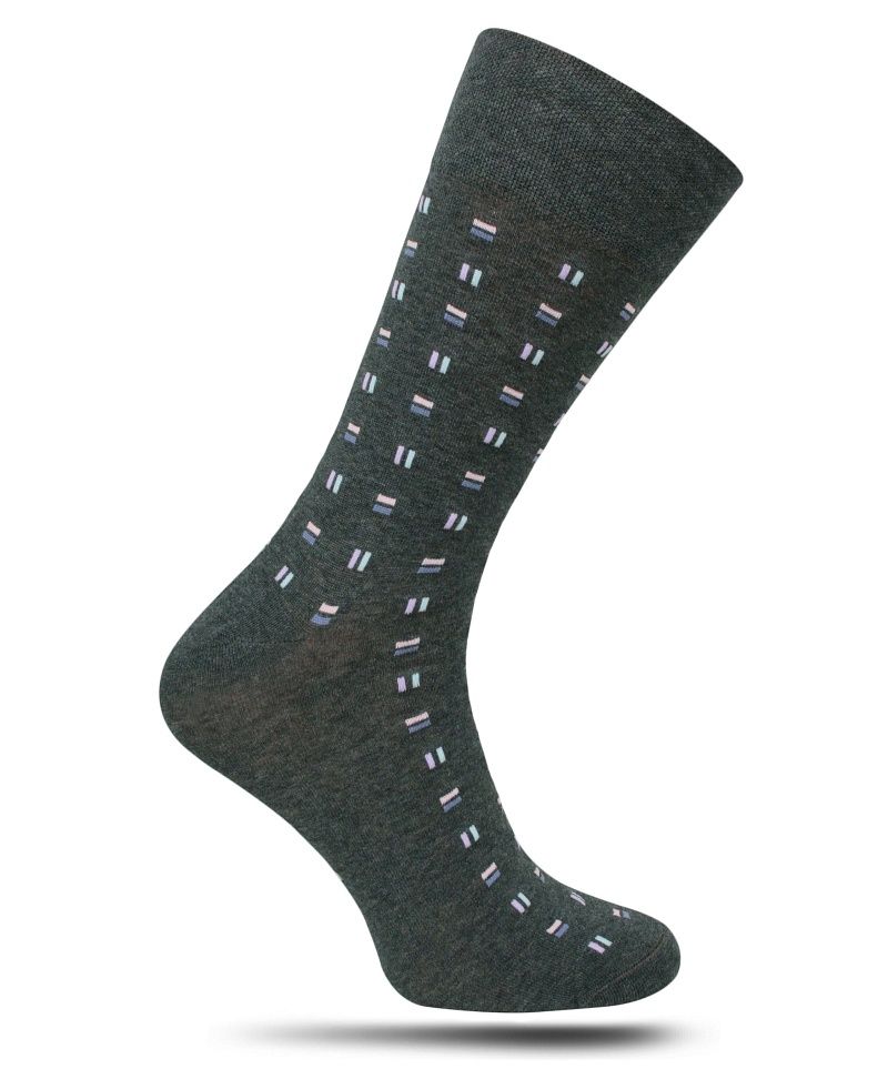 Szare Skarpetki - MORE - Męskie, w Drobny Wzór Geometryczny, Casualowe