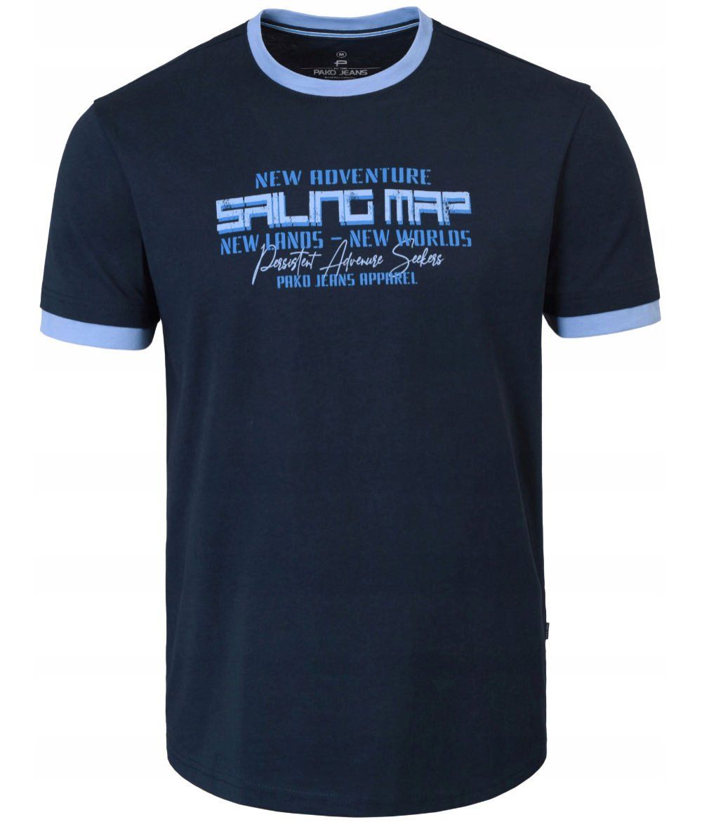 T-Shirt (Koszulka) Męska - Pako Jeans - Kolor Granatowy, Napisy