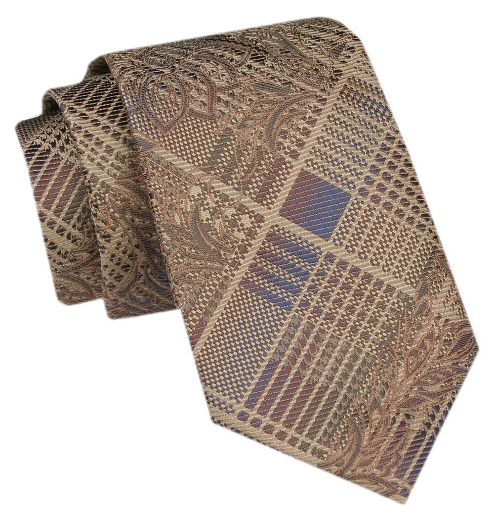 Modny Krawat Męski - Alties - Odcienie Brązów i Beżów, Mix Wzorów