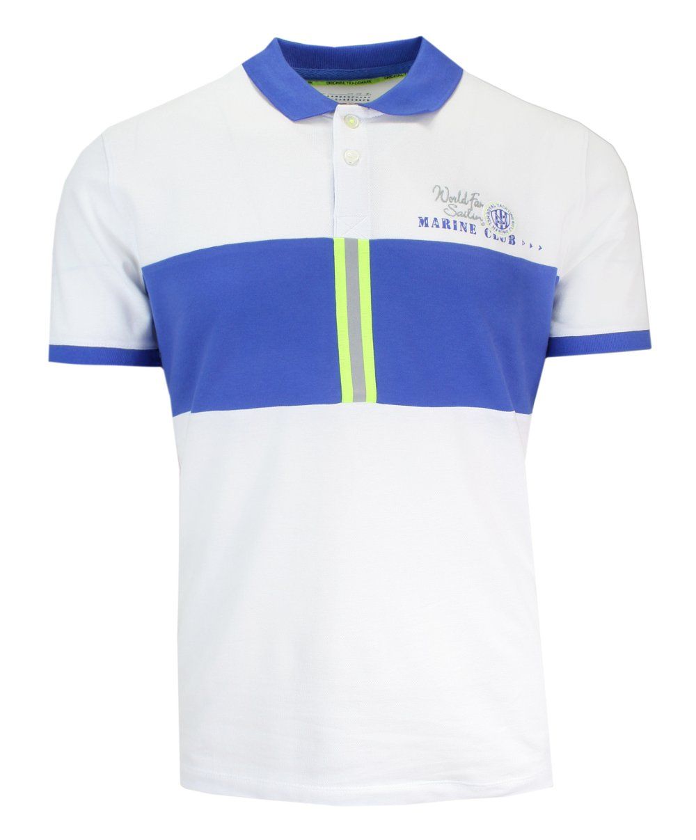 Koszulka POLO Biało-Chabrowa z Nadrukiem, Casualowa, Męska, Krótki Rękaw