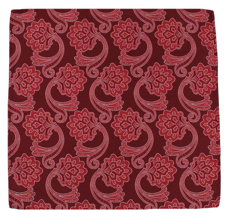 Elegancka, Męska Poszetka - ALTIES - Czerwień, Motyw Kwiatowy