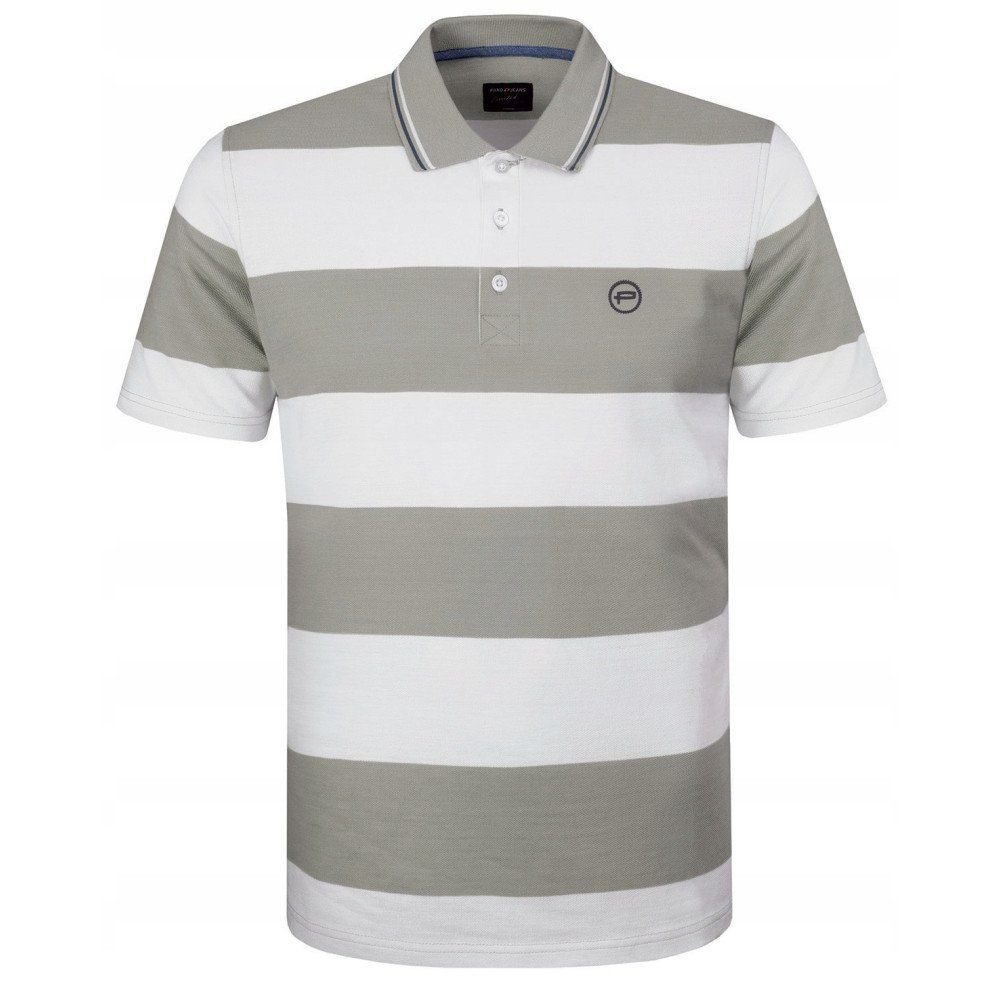 Koszulka Polo - Męska - Pako Jeans - Biało-Beżowe Pasy