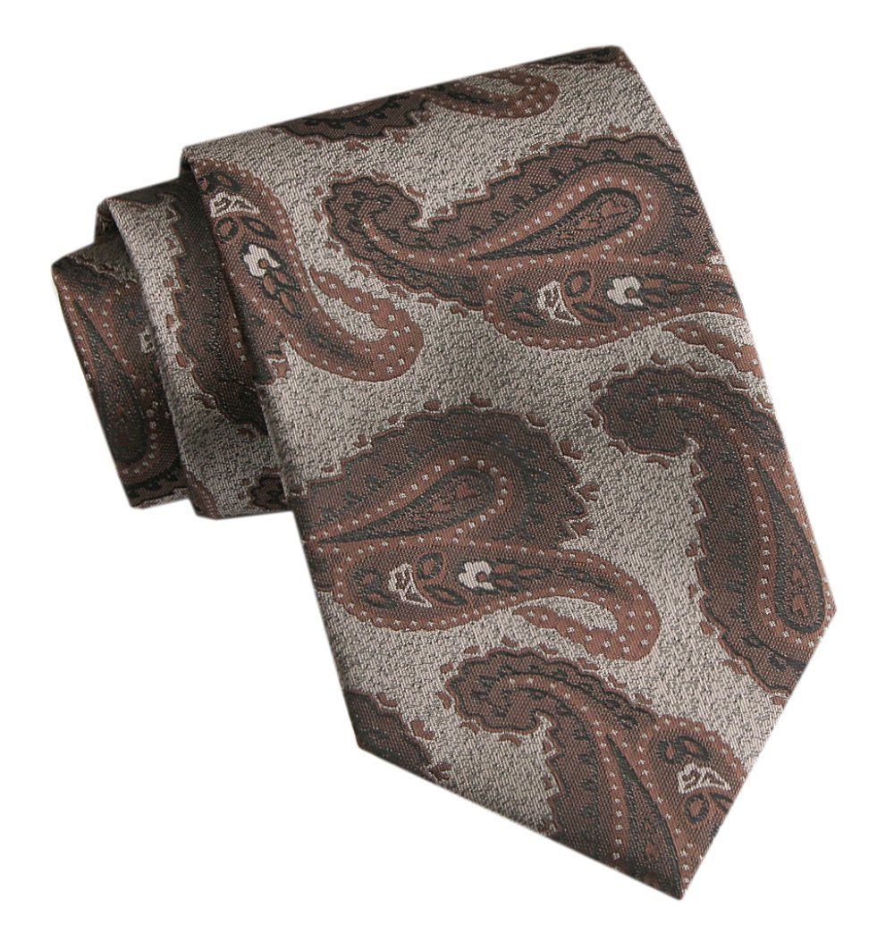 Elegancki Męski Krawat - Chattier - Beż i Brąz, Paisley