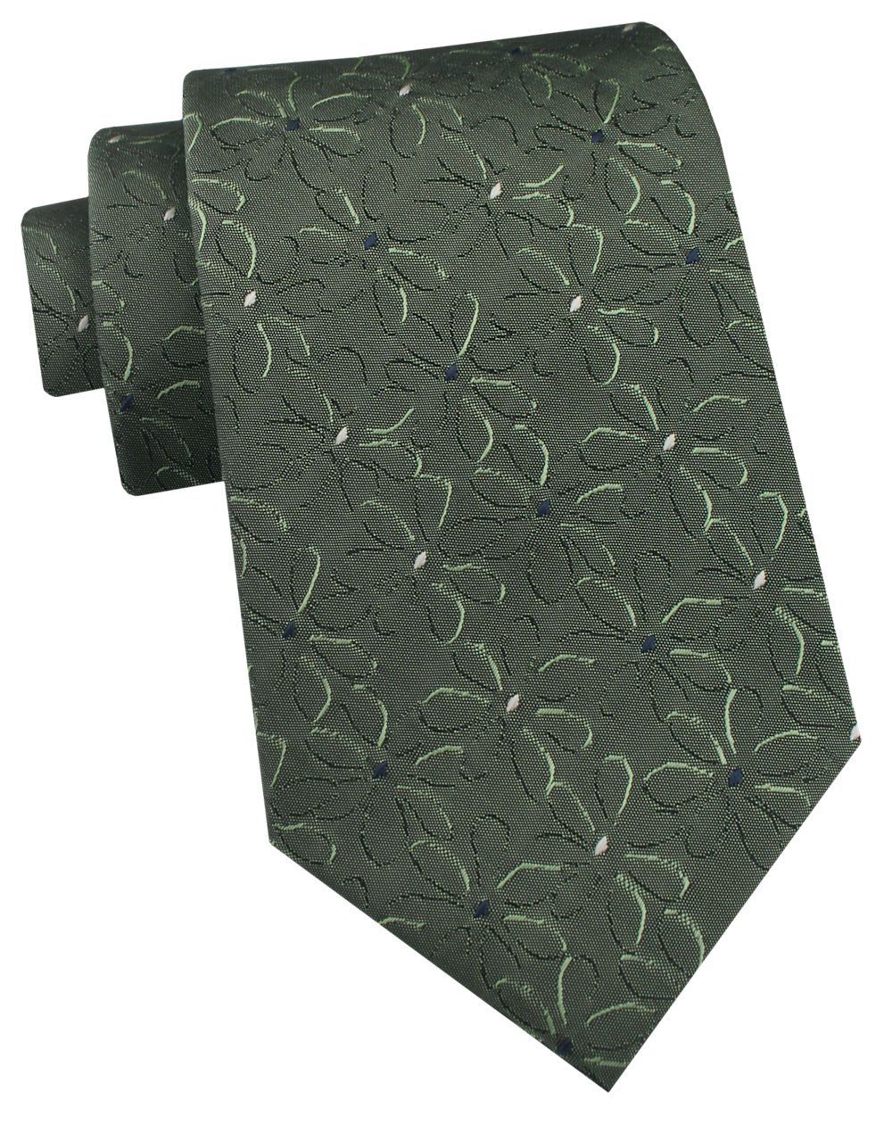 Krawat Męski - Angelo di Monti - Zielony, Motyw Kwiatowy
