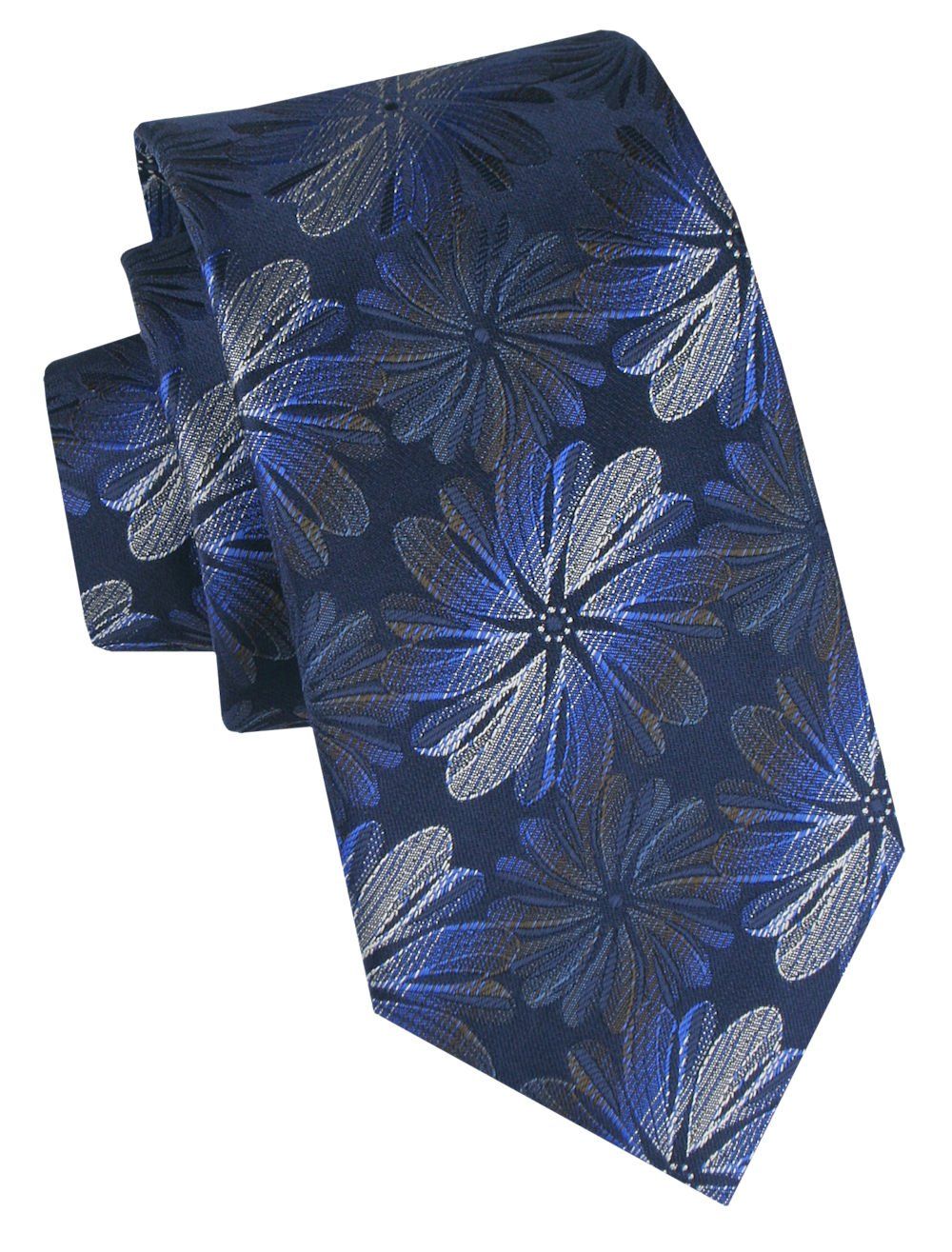 Klasyczny, Męski Krawat Alties - Granatowy w Duże Kwiaty