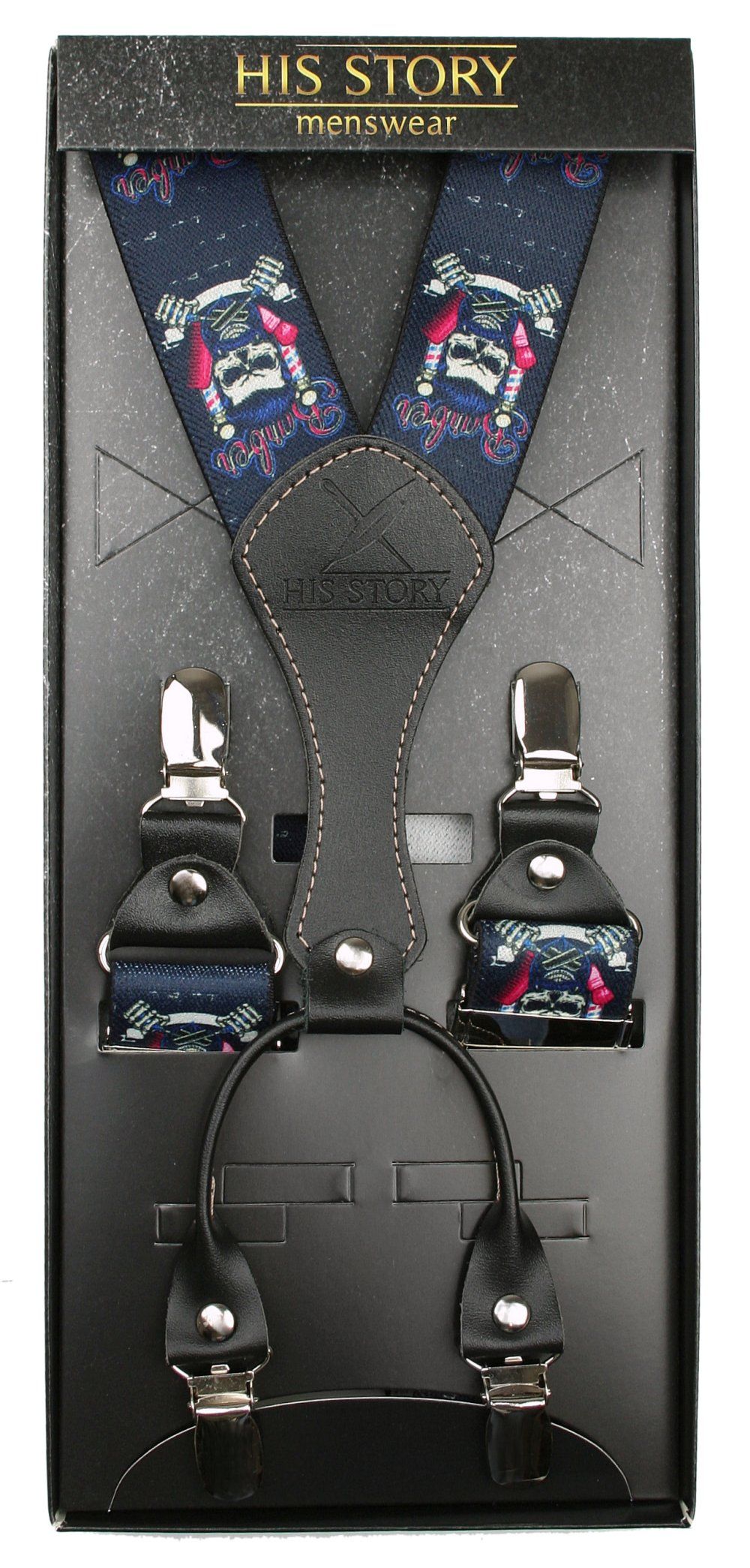 Męskie Szelki Szerokie, Skóra Naturalna - HIS STORY - dla Barbera