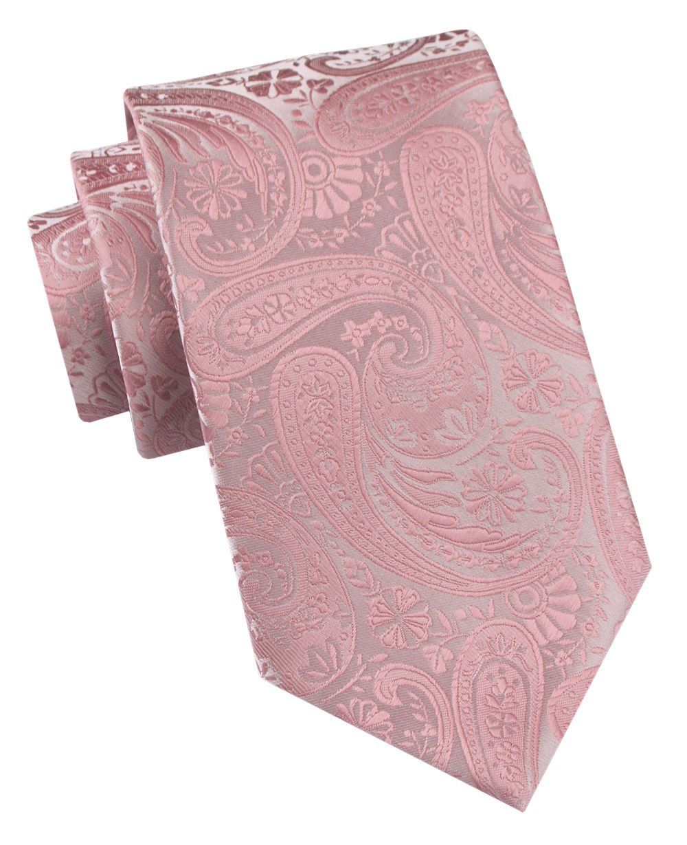 Klasyczny Krawat Męski - Chattier - Jasny Róż, Wzór Paisley