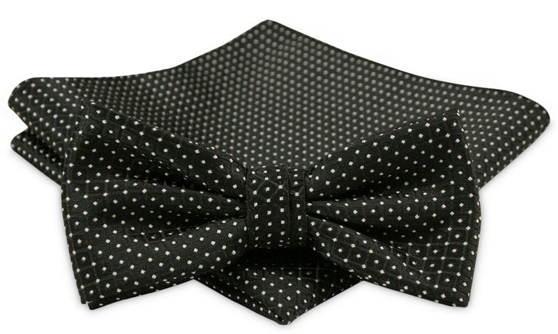 Modna Mucha Męska - Alties - Czerń w Groszki