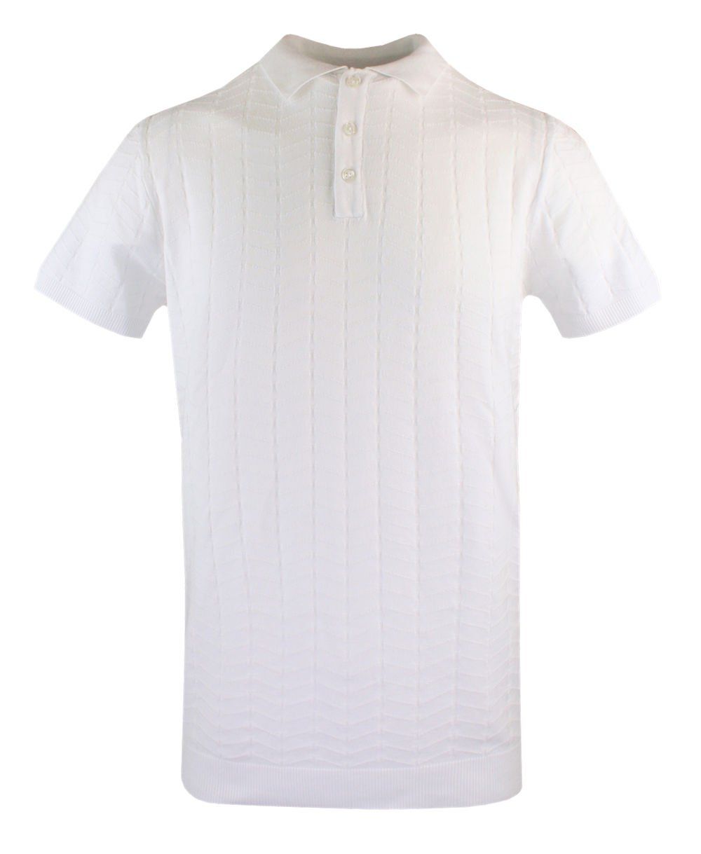 Dzianinowa Koszulka Męska z Kołnierzem (Polo) - Brave Soul - Biała