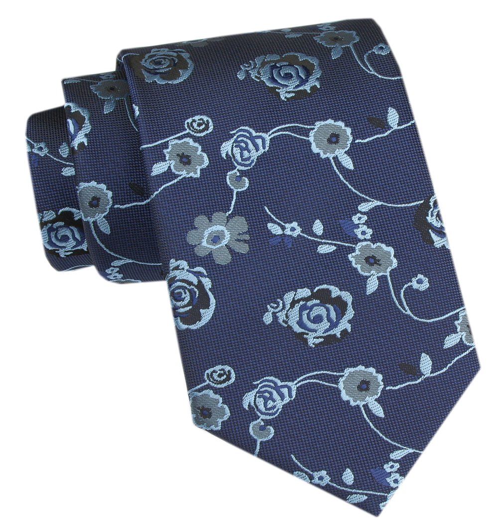 Męski Krawat - Angelo di Monti - Niebieski w Róże