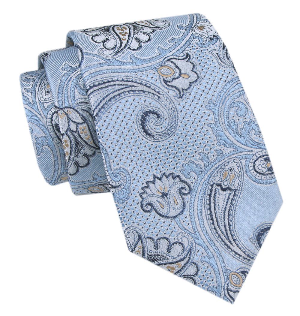 Modny Krawat Męski - Alties - Jasnoniebieski, Wzór Orientalny
