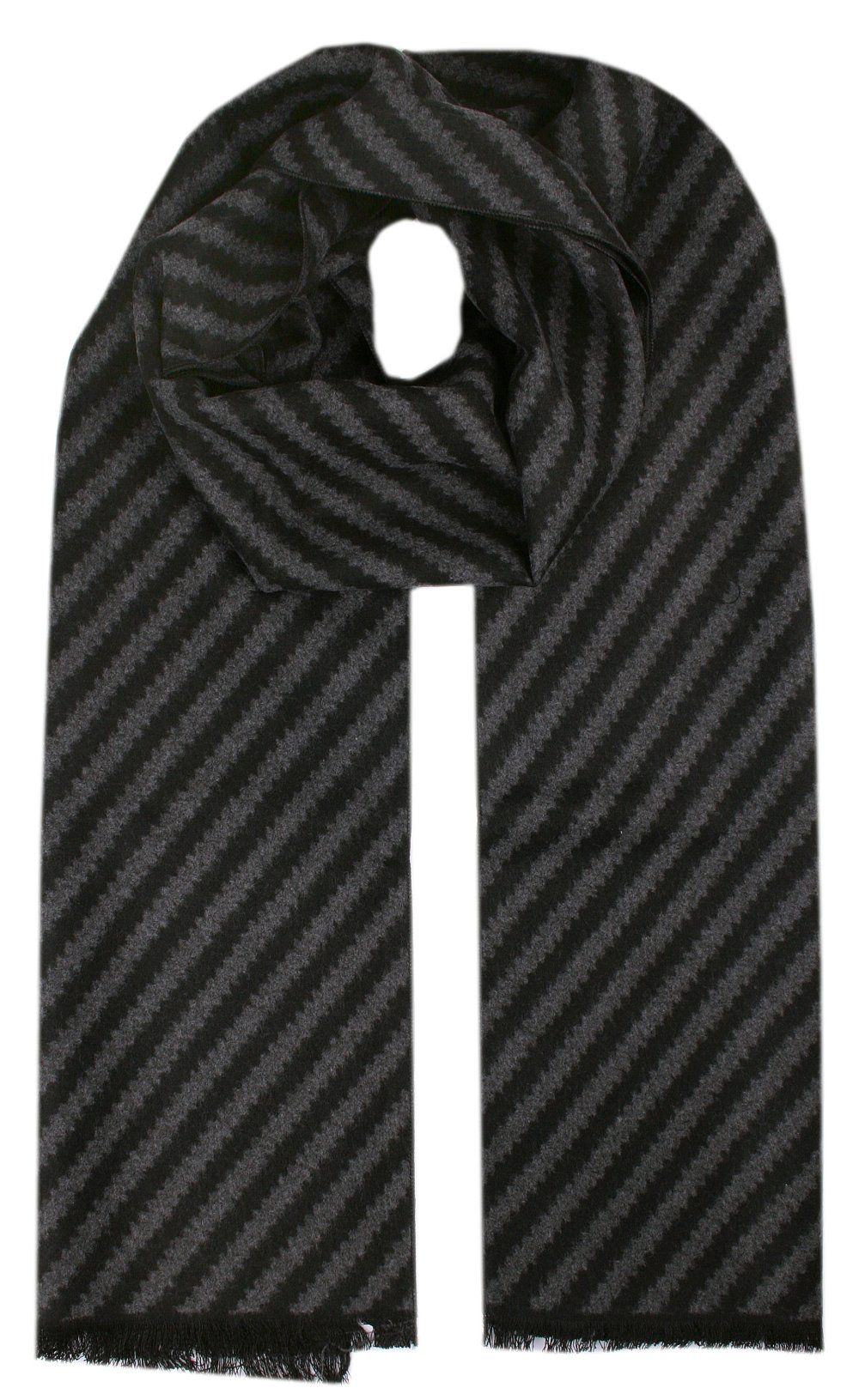 Męski Szalik z Wiskozy - Alties - Grafitowy Prążek