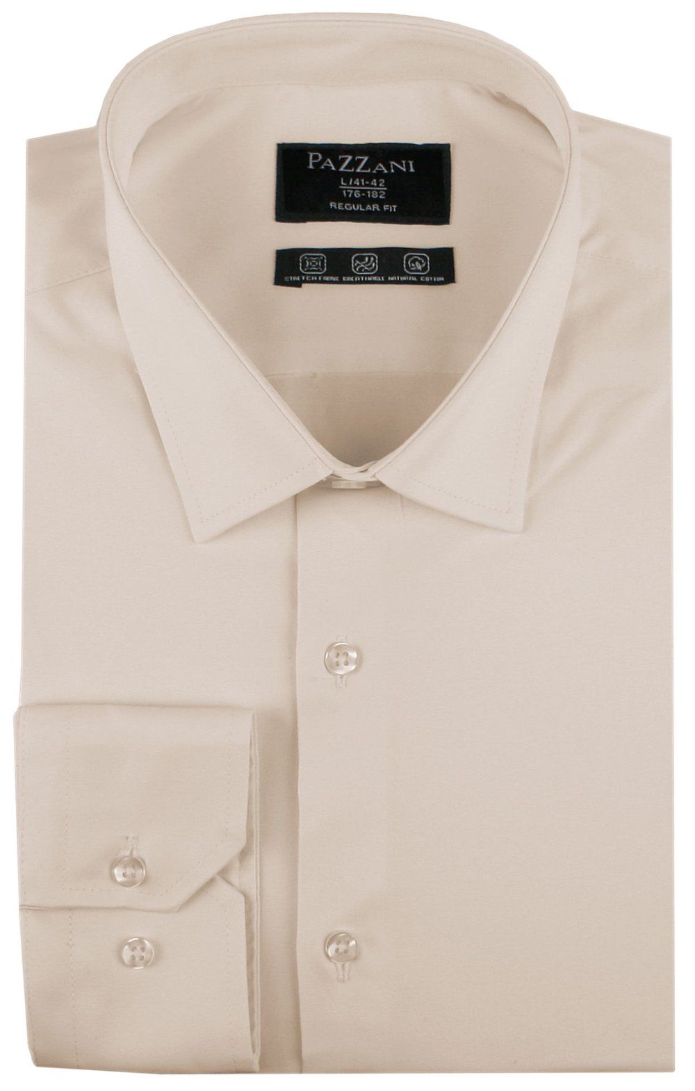 Jednokolorowa, Bawełniana Koszula o Prostym Kroju - Beżowa