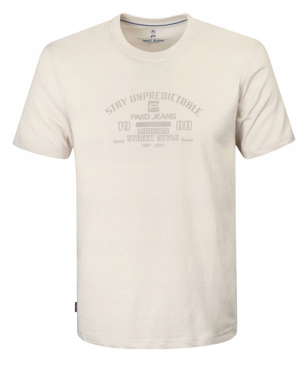 T-Shirt (Koszulka) Męska - Pako Jeans - Jasnobeżowa