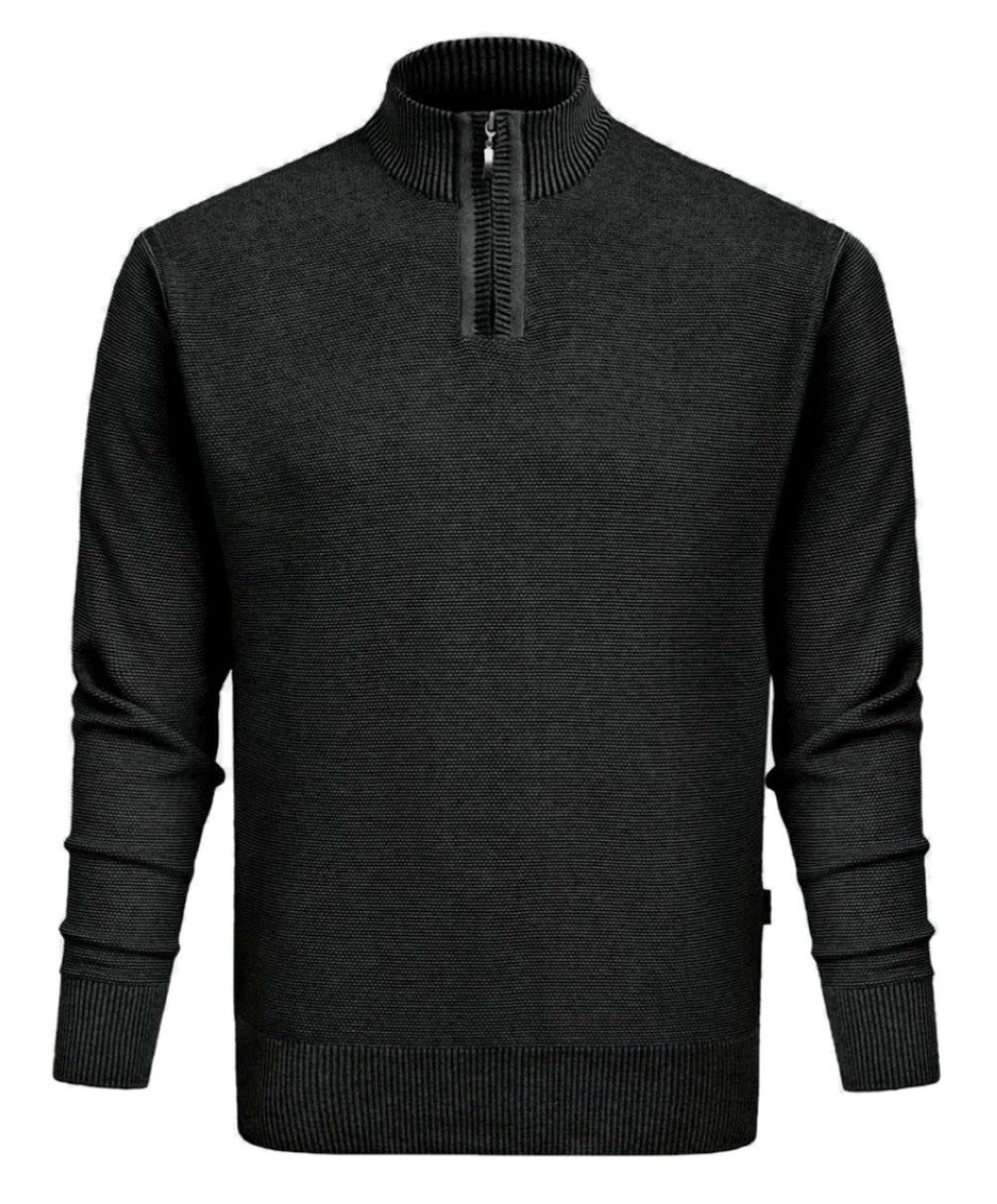 Wełniany Sweter z Wysokim Dekoltem na Zamek - Pako Jeans - Czarny