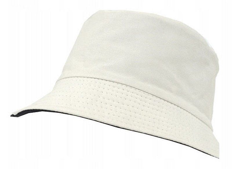 Beżowo-Czarny Kapelusz Rybacki, 100% Bawełna, Czapka Rybaczka, Wędkarski -Pako Jeans- Dwustronny