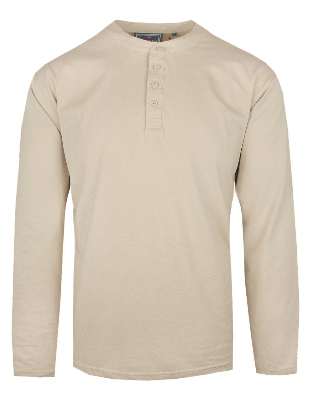 Koszulka z Dł. Rękawem, Dekolt na Guziki - Pako Jeans - Beżowa