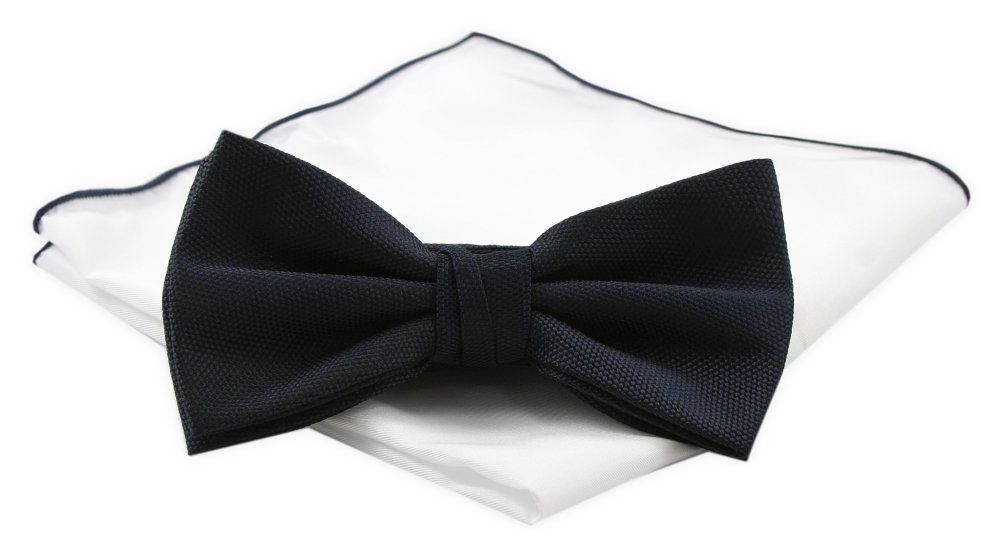 Mucha Męska z Białą Poszetką - Chattier - Granat