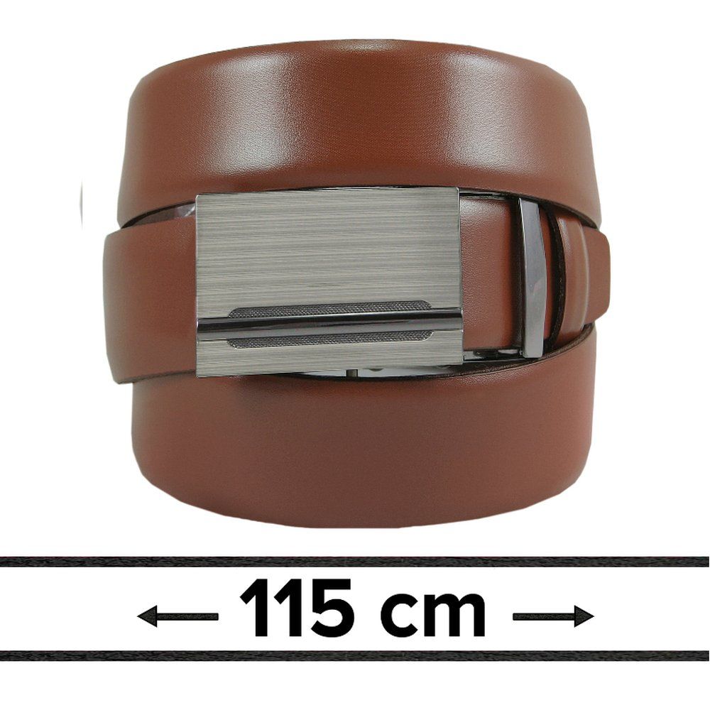 Pasek Brązowy do Spodni 115 cm, Automatyczna Klamra, Skórzany, Elegancki -VICTORIO