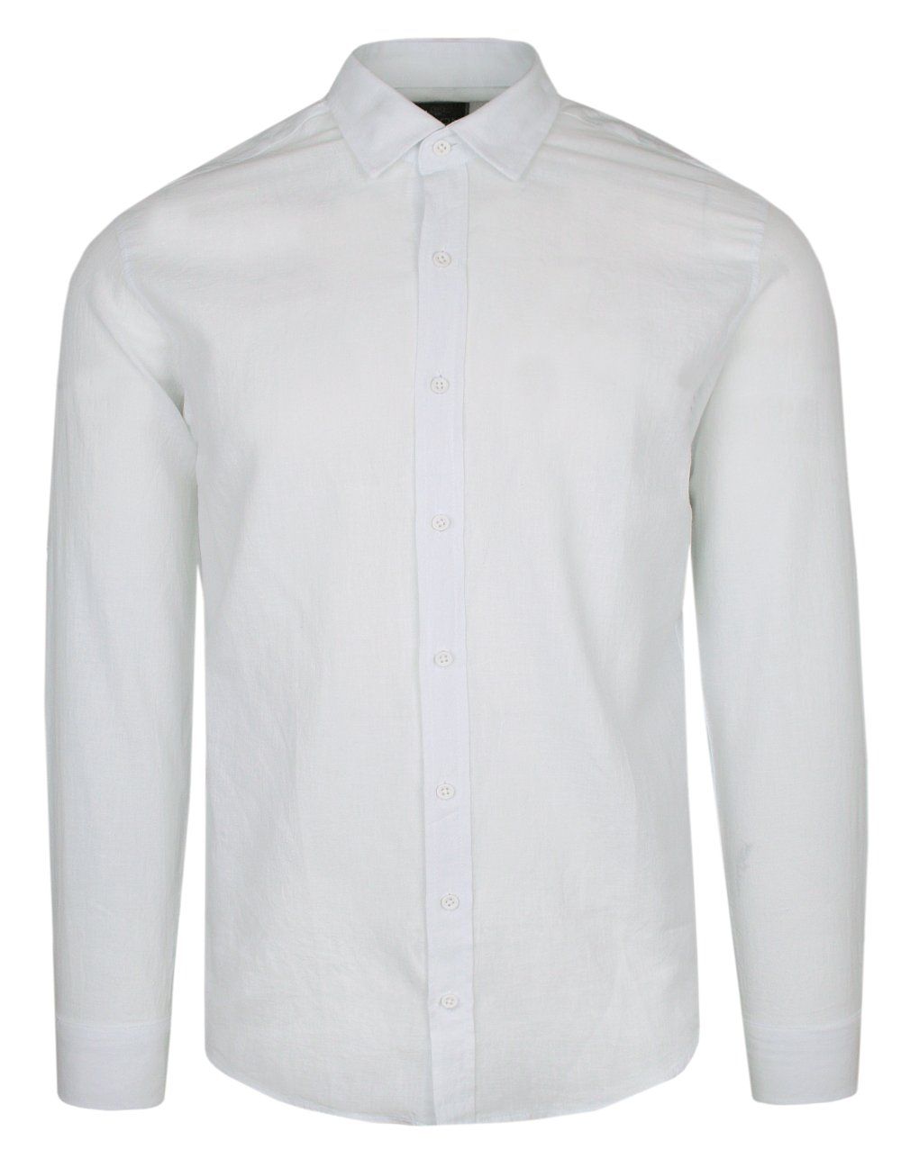 Koszula Lniano-Bawełniana z Długim Rękawem, Biała Lekka, Przewiewna na Lato, Casualowa -TO-ON